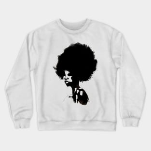 Afro hair woman, ink brush painting Crewneck Sweatshirt